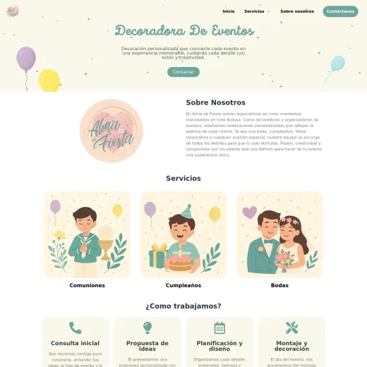 Captura del proyecto Alma de Fiesta (Web) realizado por JEDG para Alma de fiesta