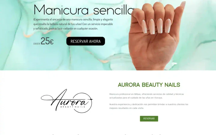 Previsualización del proyecto Aurora Beauty Nails — Web y Carta de Servicios para Aurora Beauty Nails