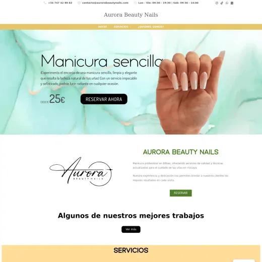 Captura del proyecto Aurora Beauty Nails (Web) realizado por JEDG para Aurora Beauty Nails